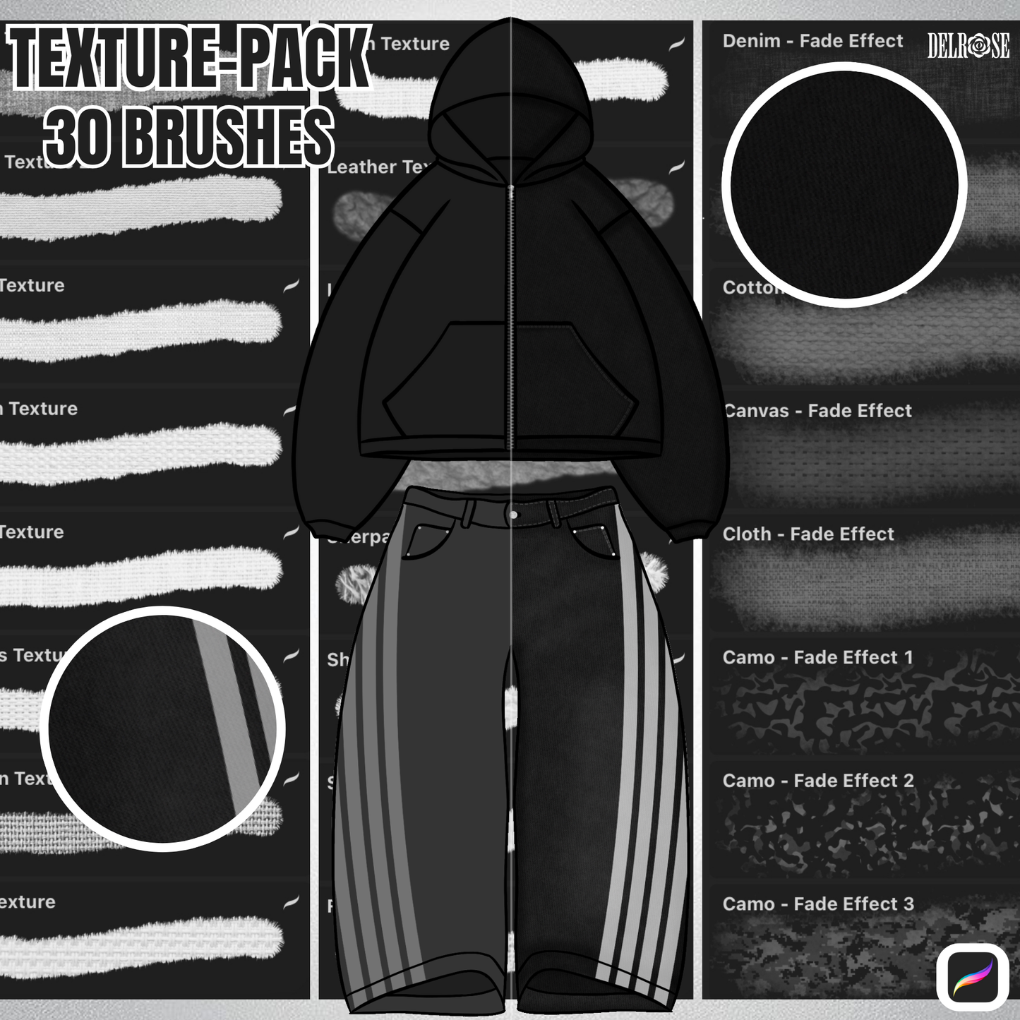 Procreate Texture Pack – 30 Premium Tools