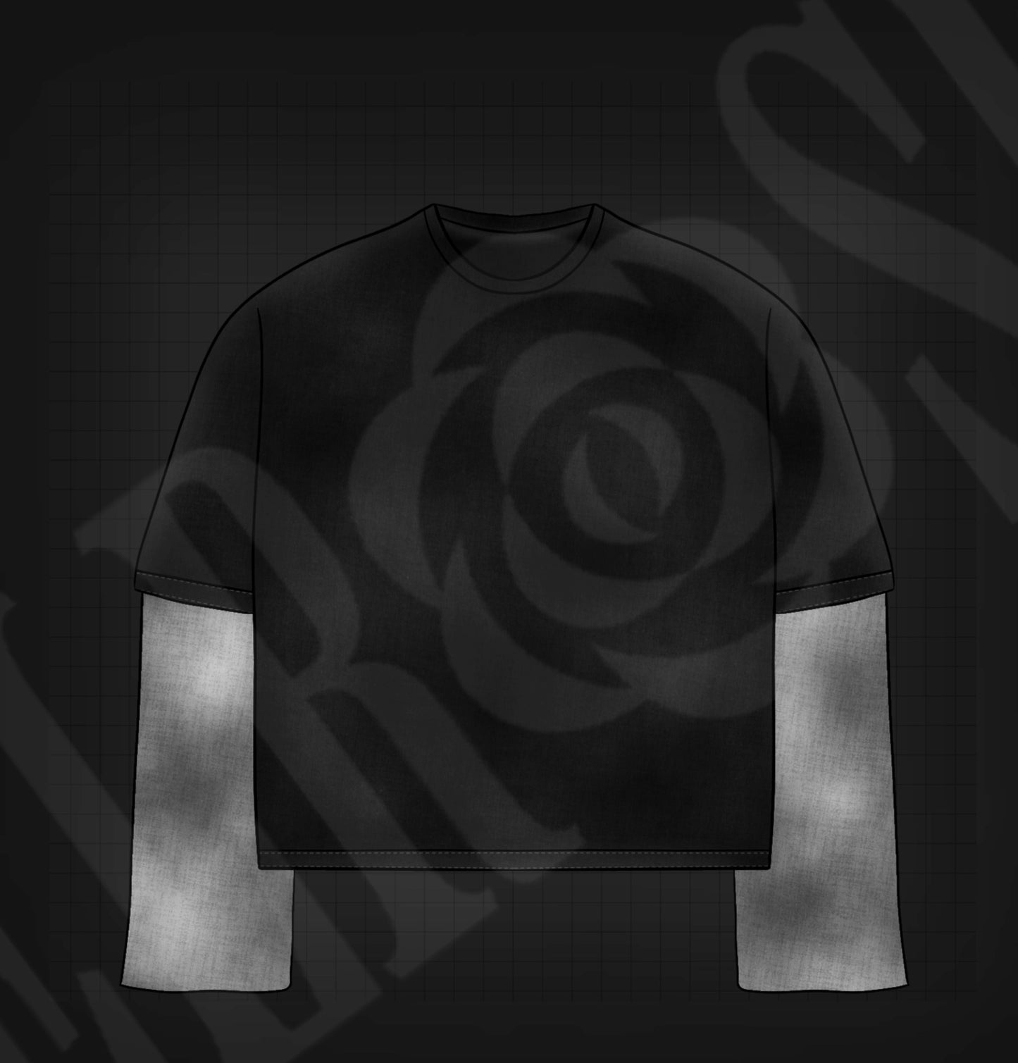 DELROSE™ Exclusive Digital Double Layer Long Sleeve T-Shirt Mockup – 1 of 1 Premade Design File