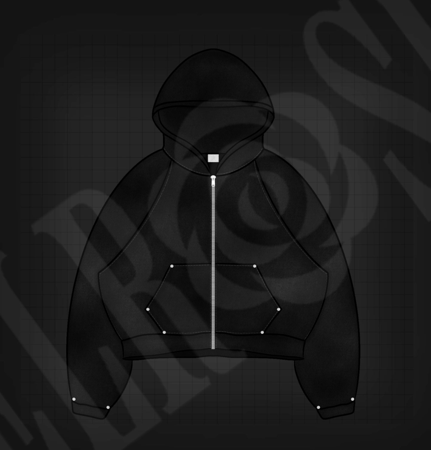 DELROSE™ Exclusive Digital Cropped Zip-Up Hoodie Mockup – 1 of 1 Premade Design File