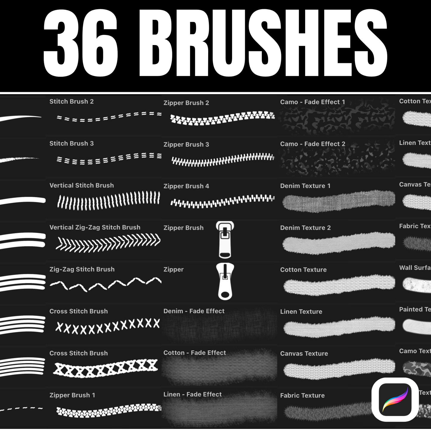 Procreate Brush Pack – 36 Premium Tools