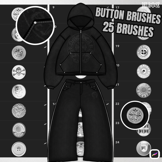 Procreate Brush Pack – 25 Button Brushes