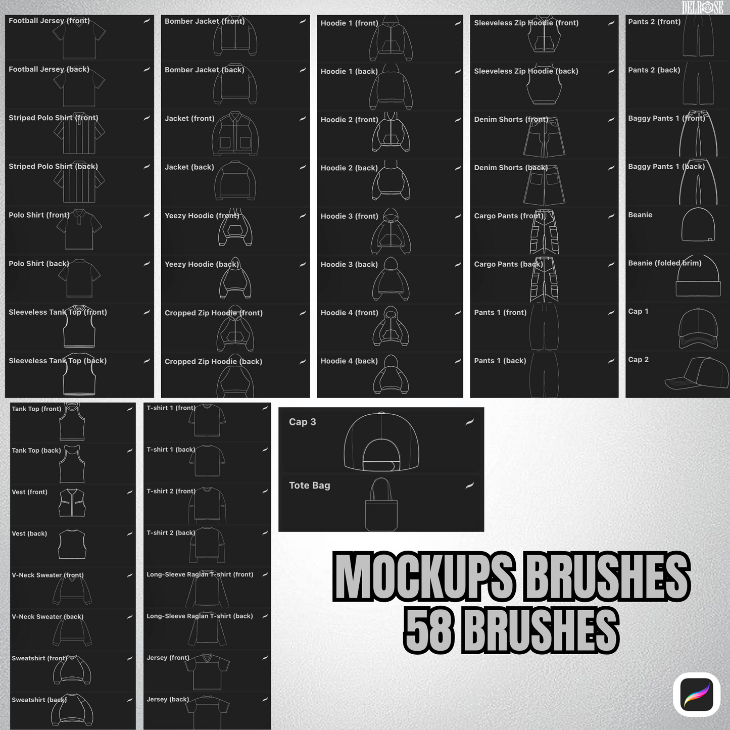 Procreate Brush Pack – 58 Mockup Brushes