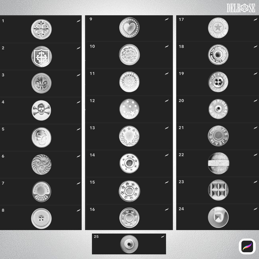 Procreate Brush Pack – 25 Button Brushes