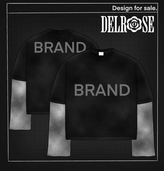 DELROSE™ Exclusive Digital Double Layer Long Sleeve T-Shirt Mockup – 1 of 1 Premade Design File
