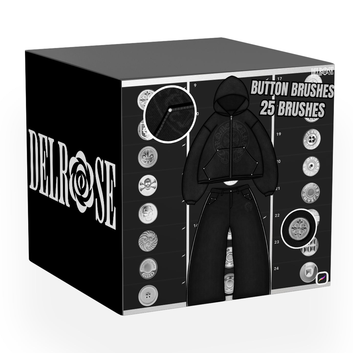 Procreate Brush Pack – 25 Button Brushes