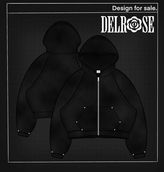 DELROSE™ Exclusive Digital Cropped Zip-Up Hoodie Mockup – 1 of 1 Premade Design File